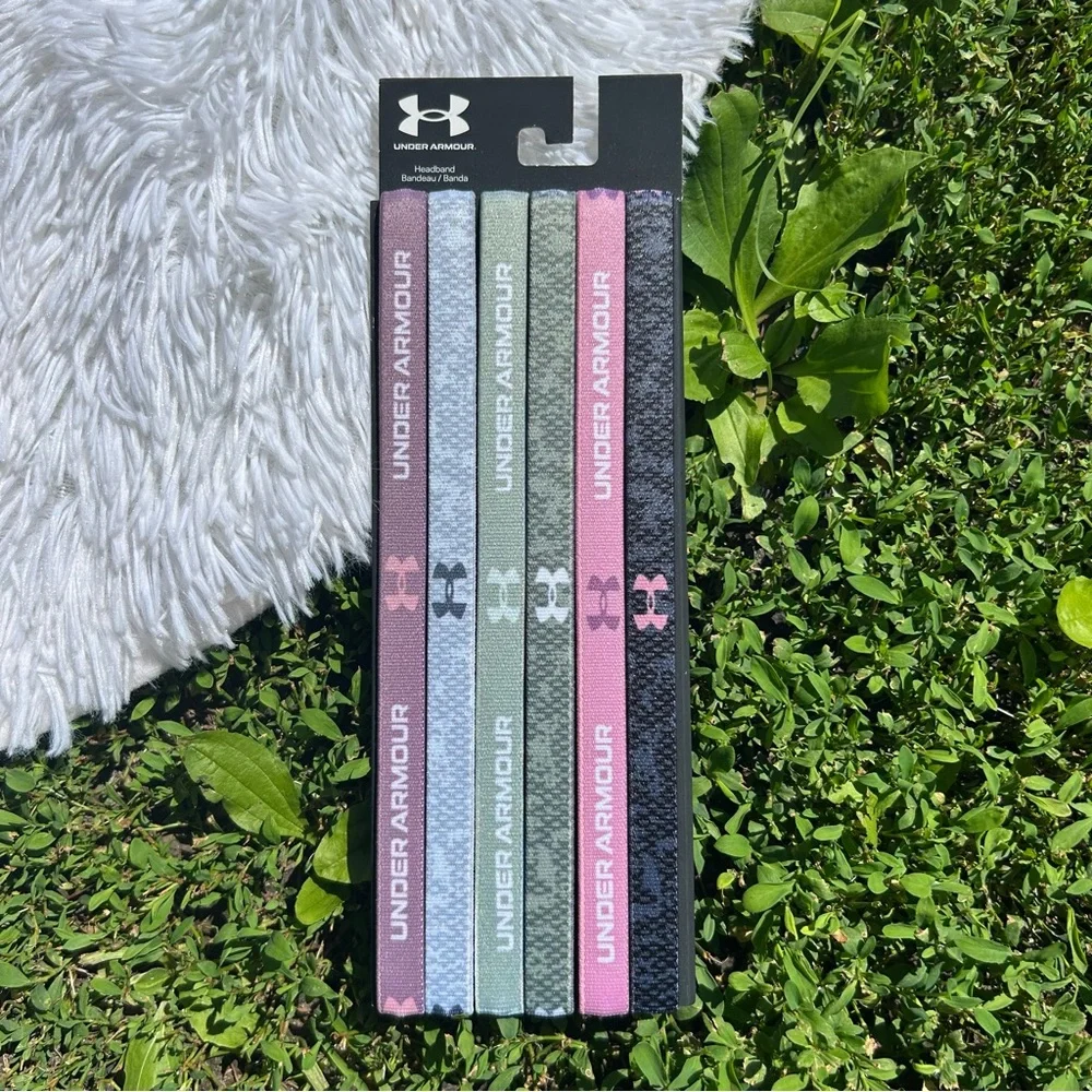 Under Armour Six Pack of Women’s Elastic Hair Headbands with Grip Underneath NEW